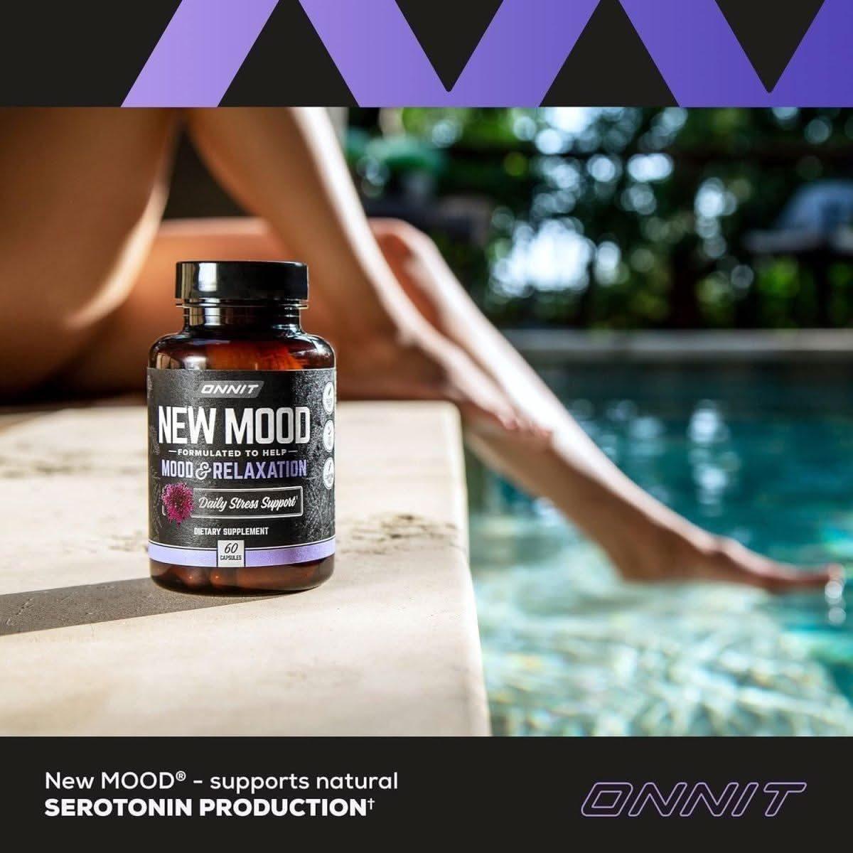 New Mood - Occasional Stress Relief, Sleep and Mood Support Supplement, 60 Count - Glam Global UKOnnit