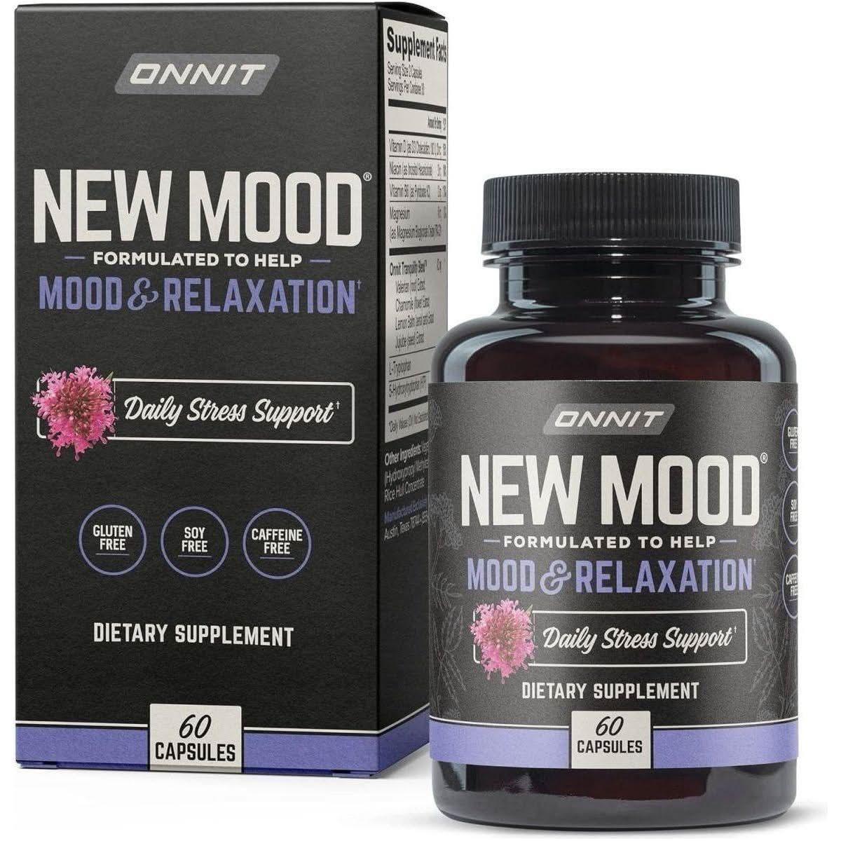 New Mood - Occasional Stress Relief, Sleep and Mood Support Supplement, 60 Count - Glam Global UKOnnit
