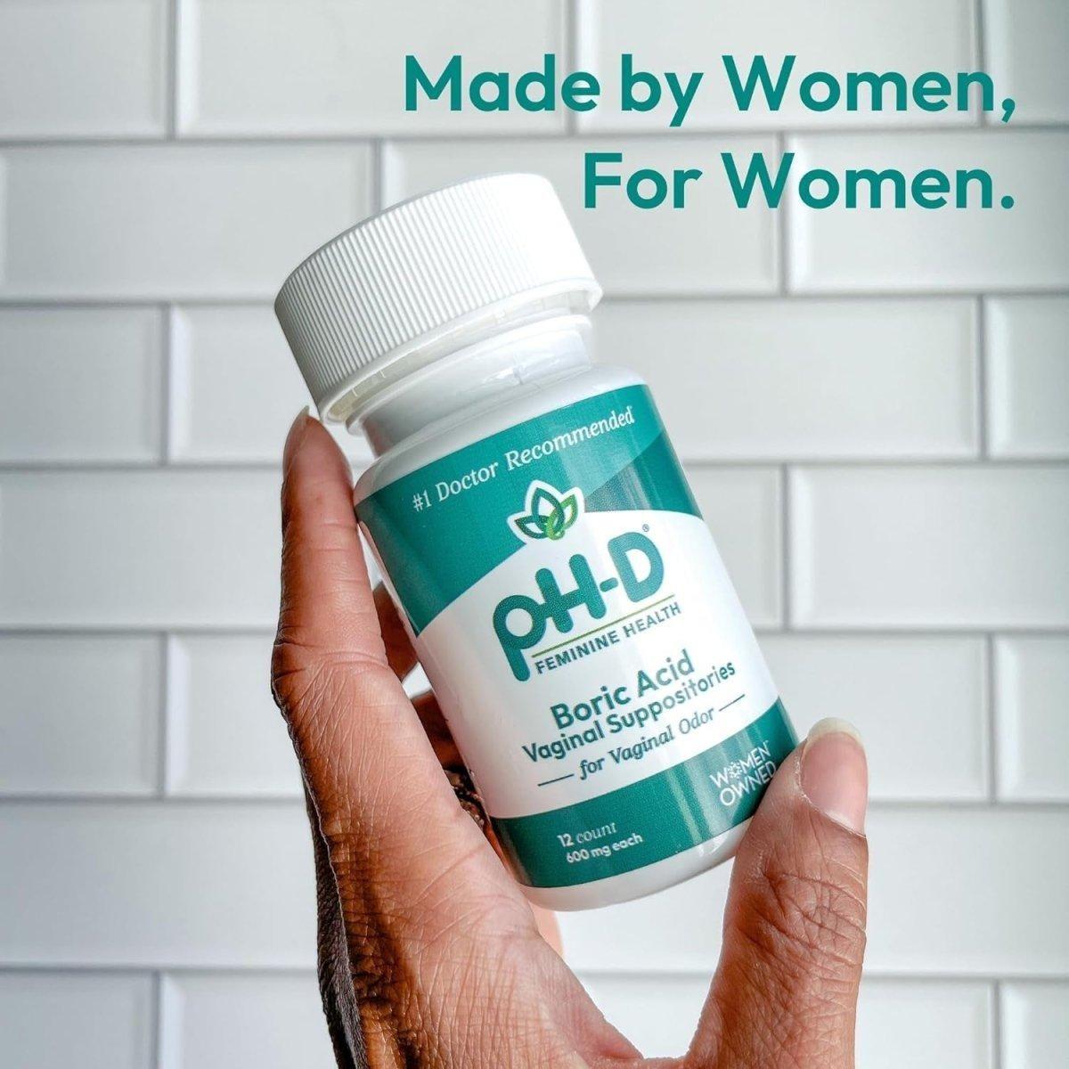 Ph - D Feminine Health - 600 Mg Boric Acid Suppositories for Vaginal Odor Use - Glam Global UKPh - D Feminine Health