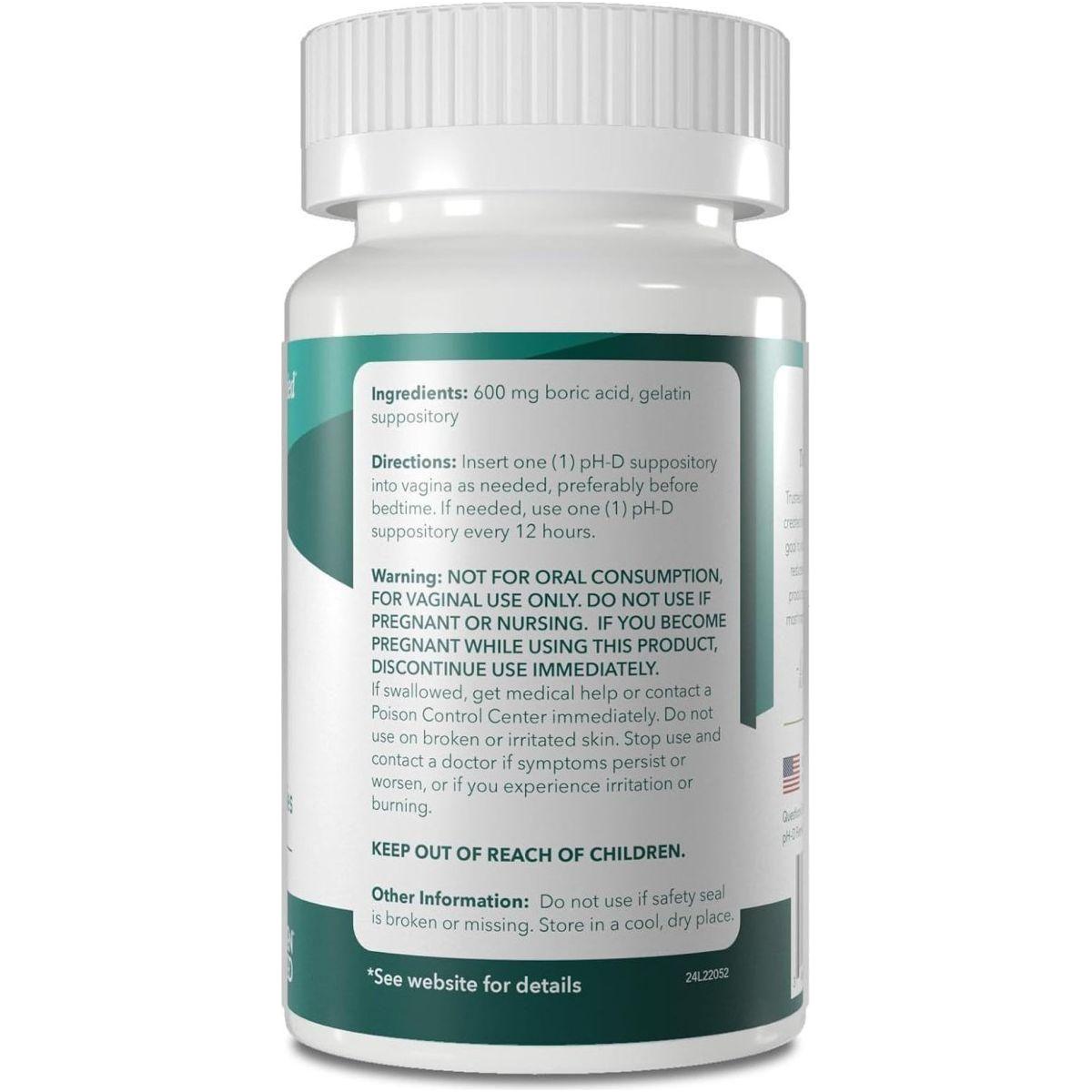 Ph - D Feminine Health - 600 Mg Boric Acid Suppositories for Vaginal Odor Use - Glam Global UKPh - D Feminine Health