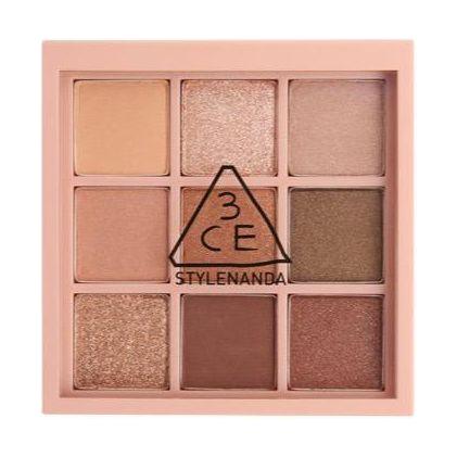 3CE Multi Eye Color Palette – Overtake 8.1g | Paleta de sombras de ojos romántica y neutra de 9 colores