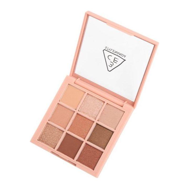 3CE Multi Eye Color Palette – Overtake 8.1g | Paleta de sombras de ojos romántica y neutra de 9 colores