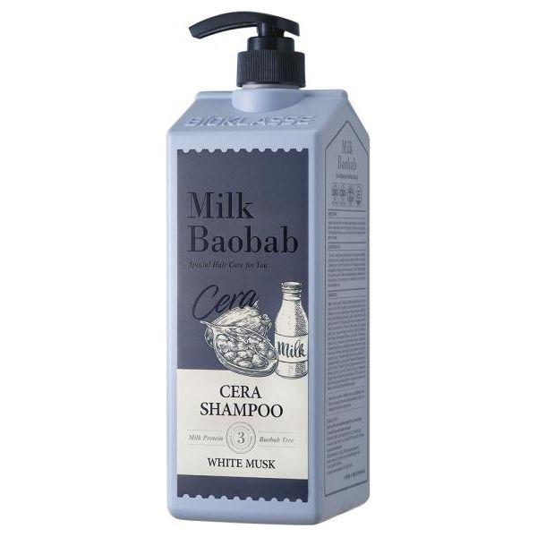 BIOKLASSE LECHE BAOBAB Champú en Cera – Almizcle Blanco – 500ml | Champú con Ceramidas de pH Equilibrado con Fragancia Duradera a Almizcle