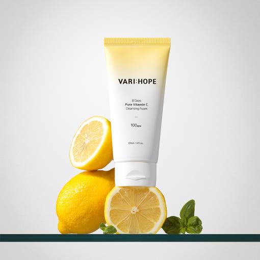 VARIHOPE 8 Days Espuma Limpiadora Pura de Vitamina C 120ml | Limpiador Iluminador e Hidratante