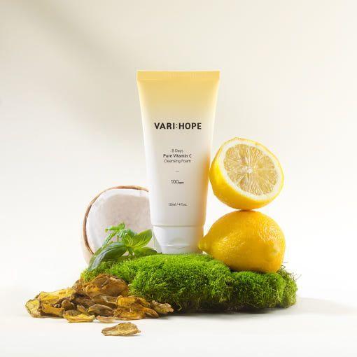 VARIHOPE 8 Days Espuma Limpiadora Pura de Vitamina C 120ml | Limpiador Iluminador e Hidratante