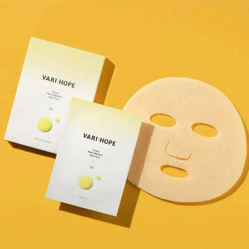 Mascarilla Facial con Vitamina C Pura 8 Días de VARIHOPE (22g x 5 unidades) | Iluminación e Hidratación Instantánea