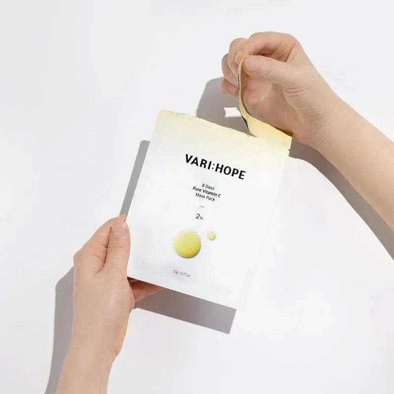Mascarilla Facial con Vitamina C Pura 8 Días de VARIHOPE (22g x 5 unidades) | Iluminación e Hidratación Instantánea