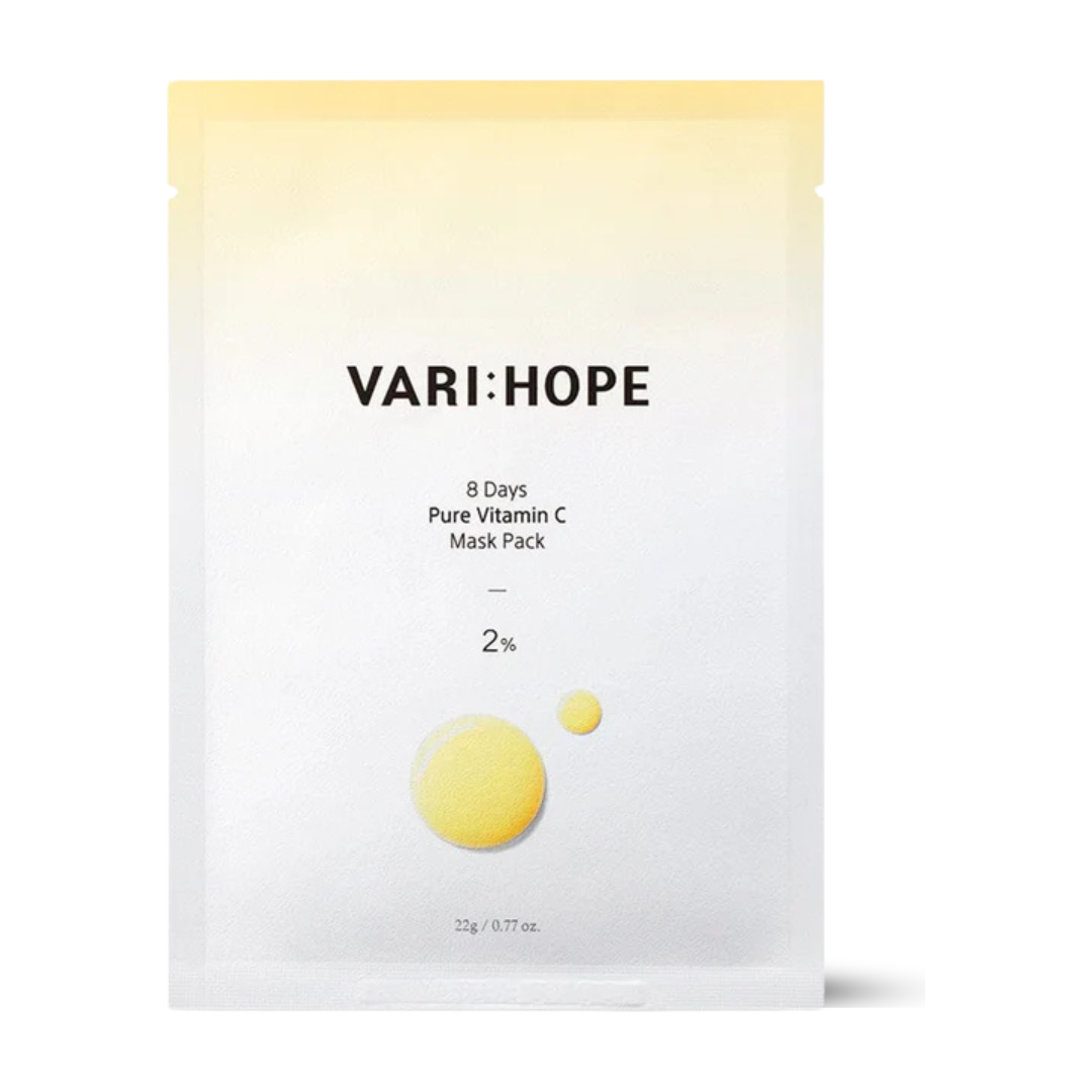Mascarilla Facial con Vitamina C Pura 8 Días de VARIHOPE (22g x 5 unidades) | Iluminación e Hidratación Instantánea