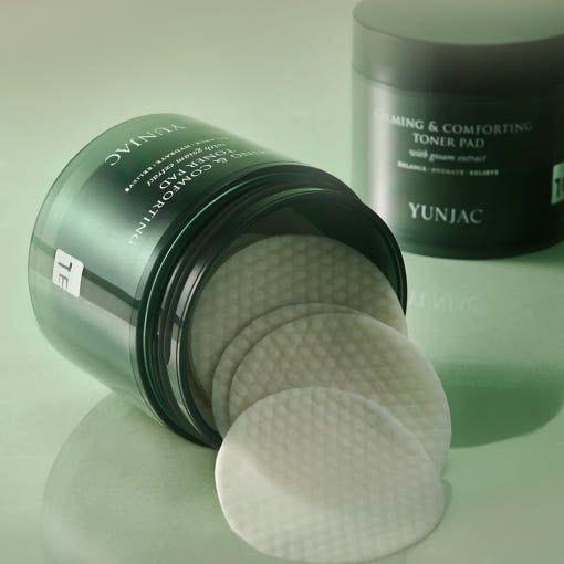YUNJAC Almohadillas tonificantes calmantes y reconfortantes - 50 Almohadillas / 150ml | Exfoliación suave e hidratación calmante