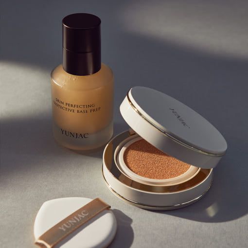 YUNJAC Base de maquillaje compacta Long Wear Porcelain Cushion SPF50+ PA++++ - 15g x 2 | Cobertura iluminadora e hidratante