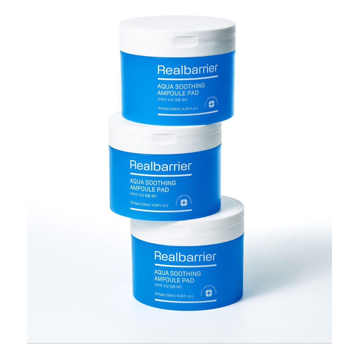 Real Barrier Aqua Soothing Ampoule Pad – 130ml (70 Discos) | Cuidado Refrescante, Hidratante y Calmante para la Piel