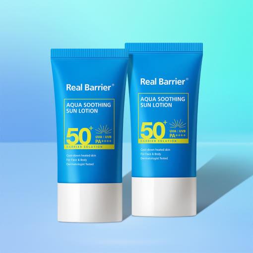 Real Barrier Aqua Soothing Sun Lotion SPF 50+ PA++++ (50ml + 50ml) | Protección UV refrescante e hidratante