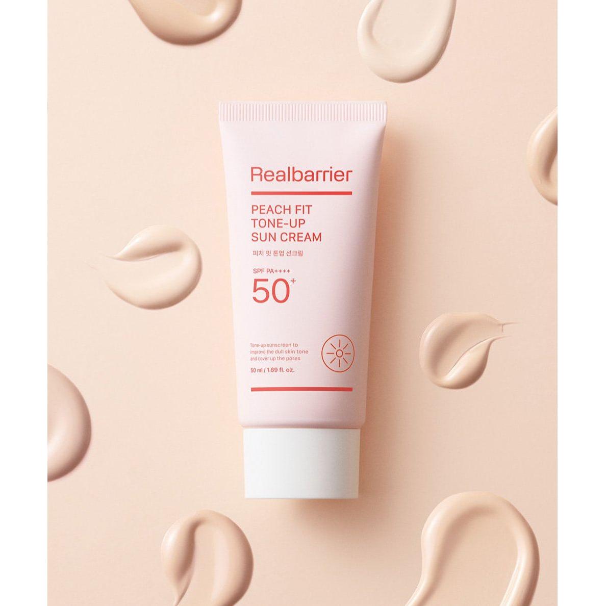 Real Barrier Peach Fit Tone-Up Sun Cream – 40ml | SPF 50+ PA++++ Protector Solar Diario Aclarante y Protector