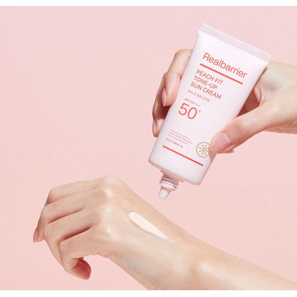 Real Barrier Peach Fit Tone-Up Sun Cream – 40ml | SPF 50+ PA++++ Protector Solar Diario Aclarante y Protector