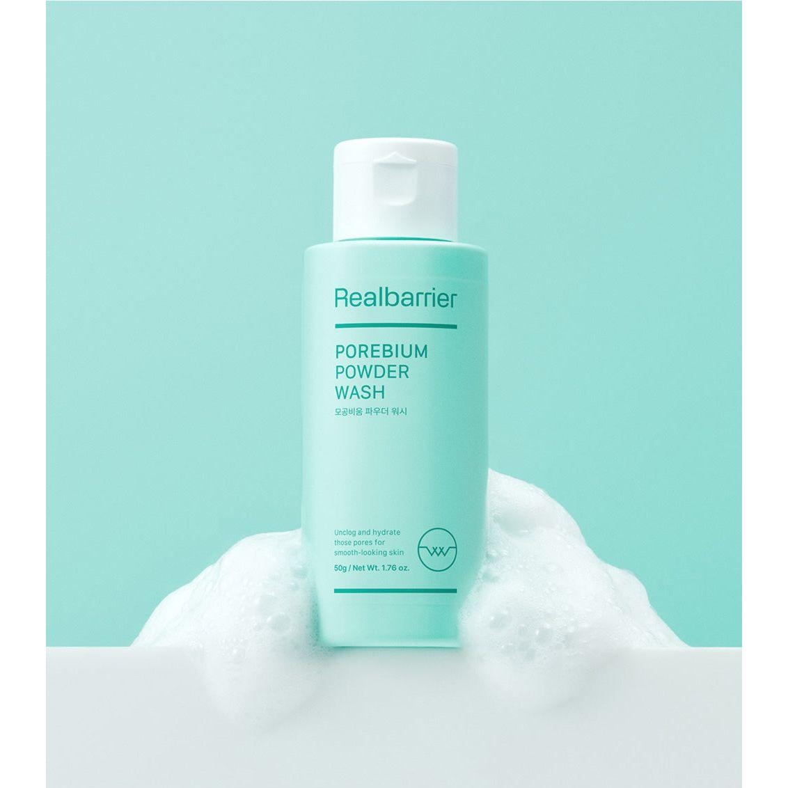 Real Barrier Porebium Powder Wash – 50g | Limpiador profundo de poros y exfoliante suave