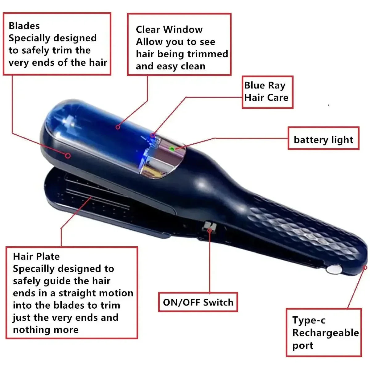 Rechargeable Cordless Split Ends Trimmer - Glam Global UKGlam Global UK