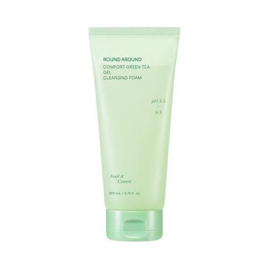 ROUND AROUND Comfort Green Tea Gel Cleansing Foam 200ml - Glam Global UKROUND AROUND