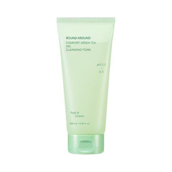 ROUND AROUND Comfort Green Tea Gel Cleansing Foam 200ml - Glam Global UKROUND AROUND