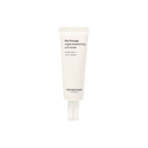 THE FACE SHOP The Therapy Vegan Moisturizing Sun Serum SPF50+ PA++++ 50ml - Glam Global UKTHE FACE SHOP