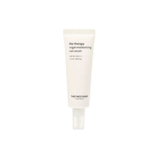 THE FACE SHOP The Therapy Vegan Moisturizing Sun Serum SPF50+ PA++++ 50ml - Glam Global UKTHE FACE SHOP