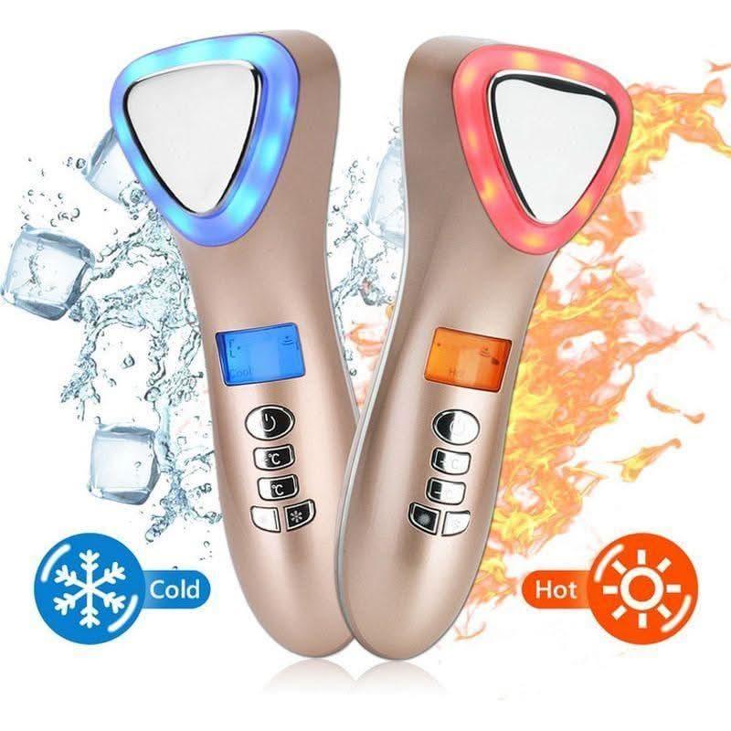Ultrasonic Cryotherapy LED Hot Cold Hammer Facial Lifting Vibration Massager - Glam Global UKGlam Global UK