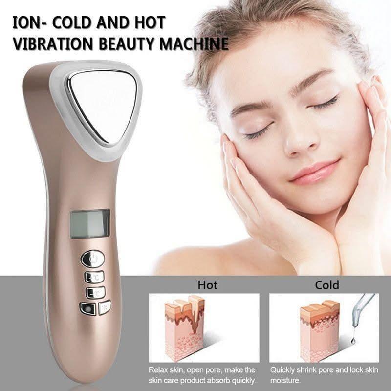 Ultrasonic Cryotherapy LED Hot Cold Hammer Facial Lifting Vibration Massager - Glam Global UKGlam Global UK