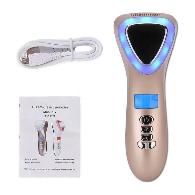 Ultrasonic Cryotherapy LED Hot Cold Hammer Facial Lifting Vibration Massager - Glam Global UKGlam Global UK