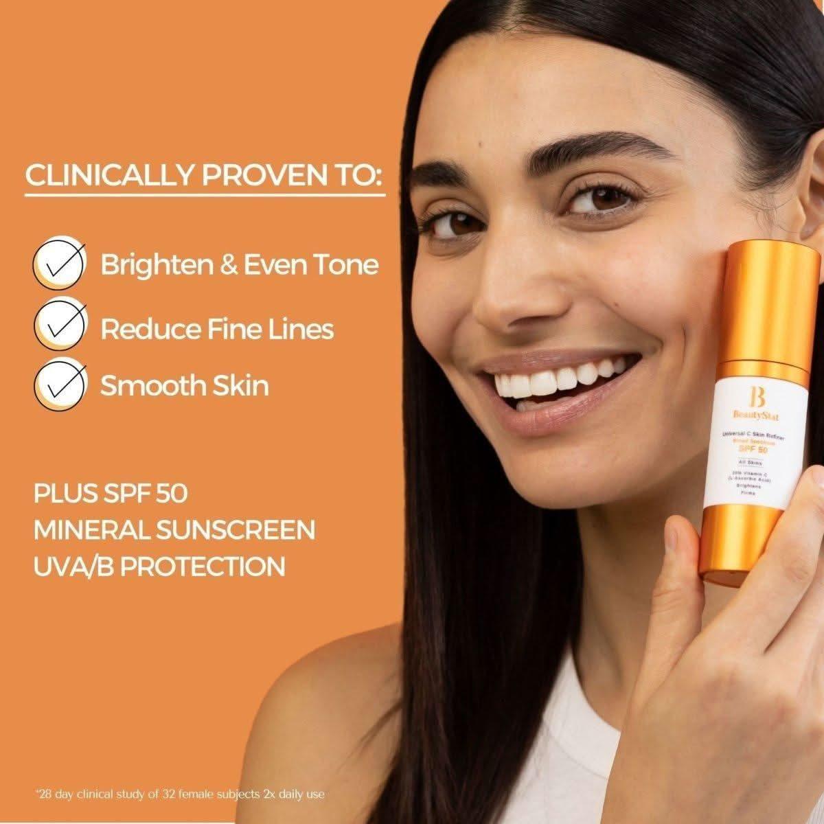 BeautyStat Universal C Skin Refiner Vitamin C Serum + SPF 50 Mineral Sunscreen - 30ml - Glam Global UKBeautyStat