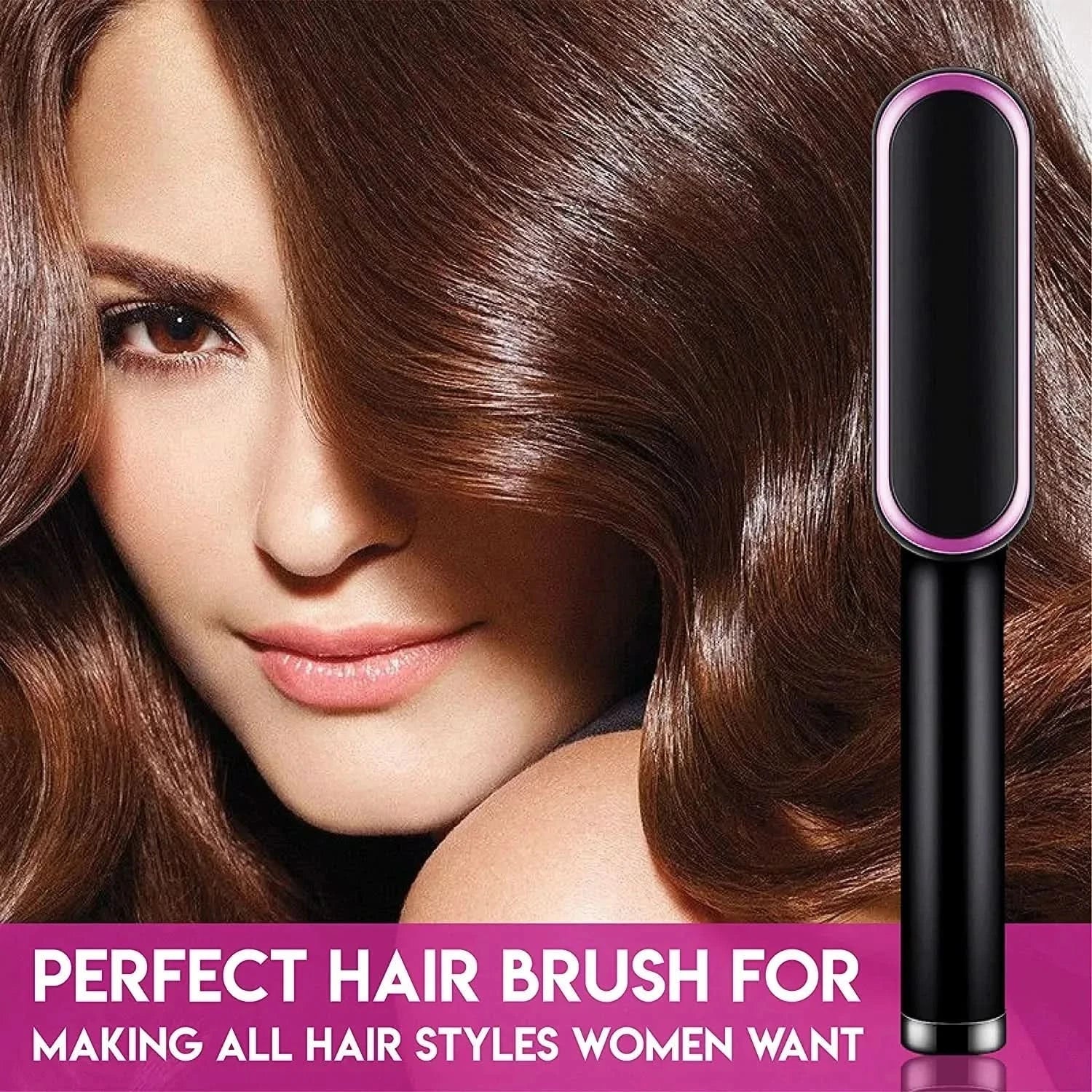 Ceramic Hair Curler Brush – 130°C to 200°C | Effortless Curls, Frizz-Free Finish, 6 Heat Settings
