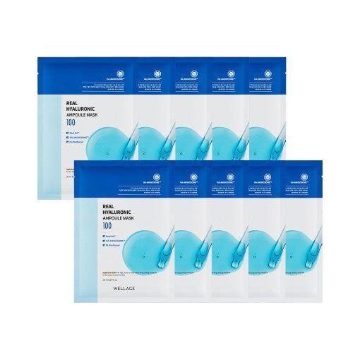 WELLAGE Real Hyaluronic Ampoule Mask Sheet 20ml X 10P - Glam Global UKWELLAGE