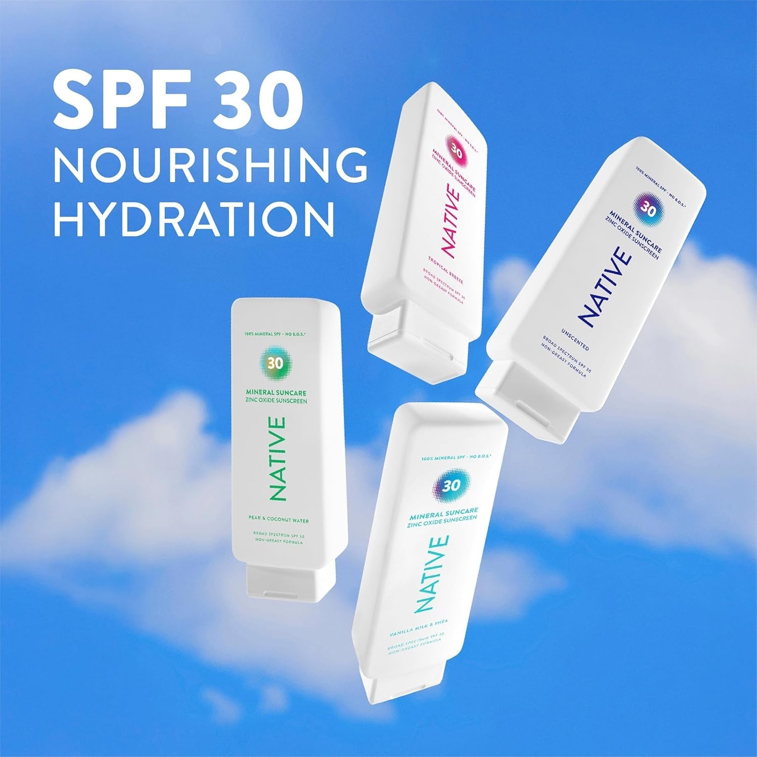 Sunscreen Lotion Pear & Coconut Water SPF 30, 100% Mineral SPF for Face & Body Broad Spectrum UVA UVB for Men & Women, Suitable for Sensitive Skin & Hawaii Compliant, Lightweight, 7Oz