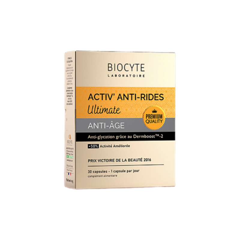 BIOCYTE Activ’ Anti-Rides Ultimate – Edición Golden BRIC (30 cápsulas) | Fórmula para la piel anti-glicación de 8 dimensiones y antienvejecimiento profundo