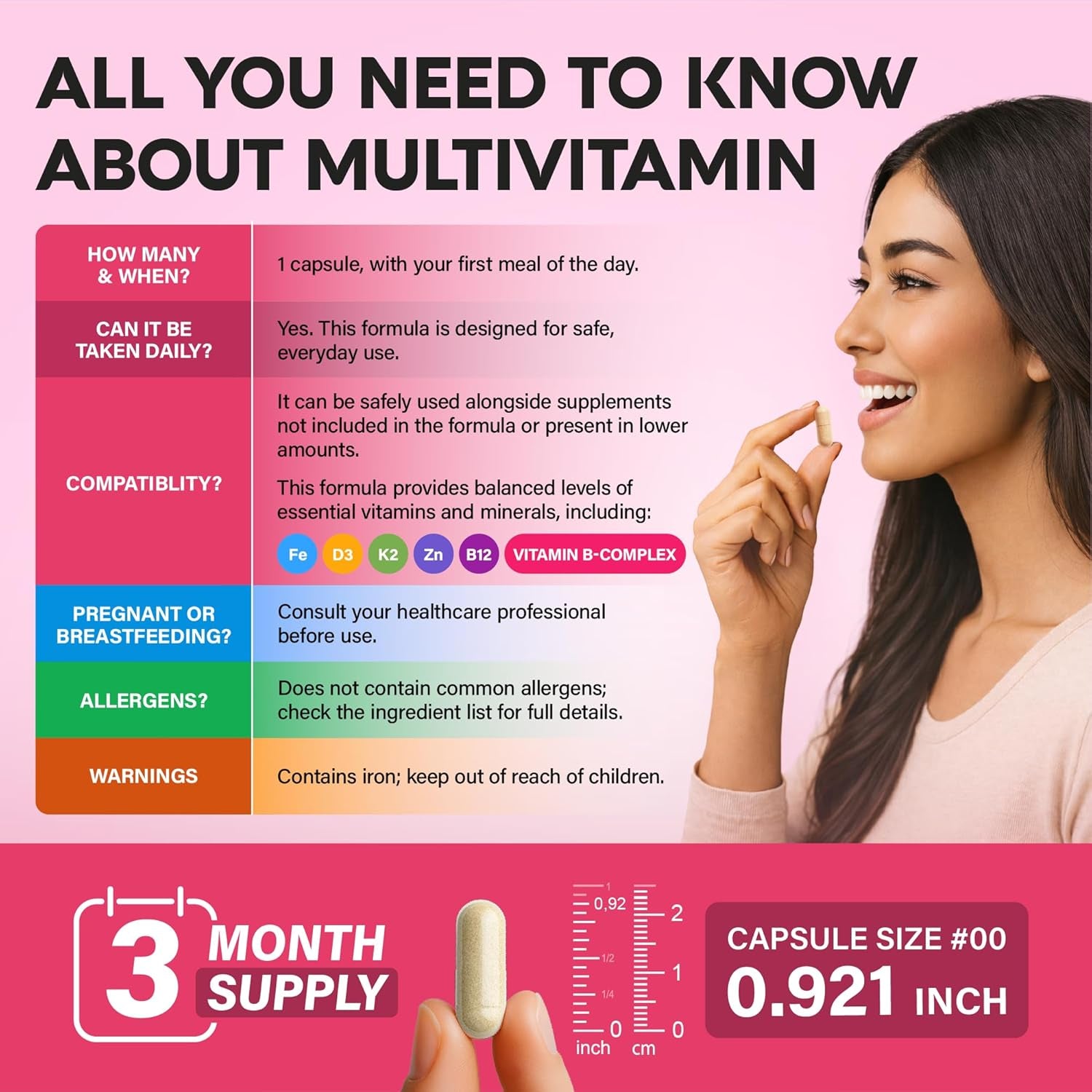 NUTRAHARMONY Women's Daily Multivitamin — 90 Capsules | B-Complex, Metabolism & Energy Support | Bioavailable Formula | Vegan