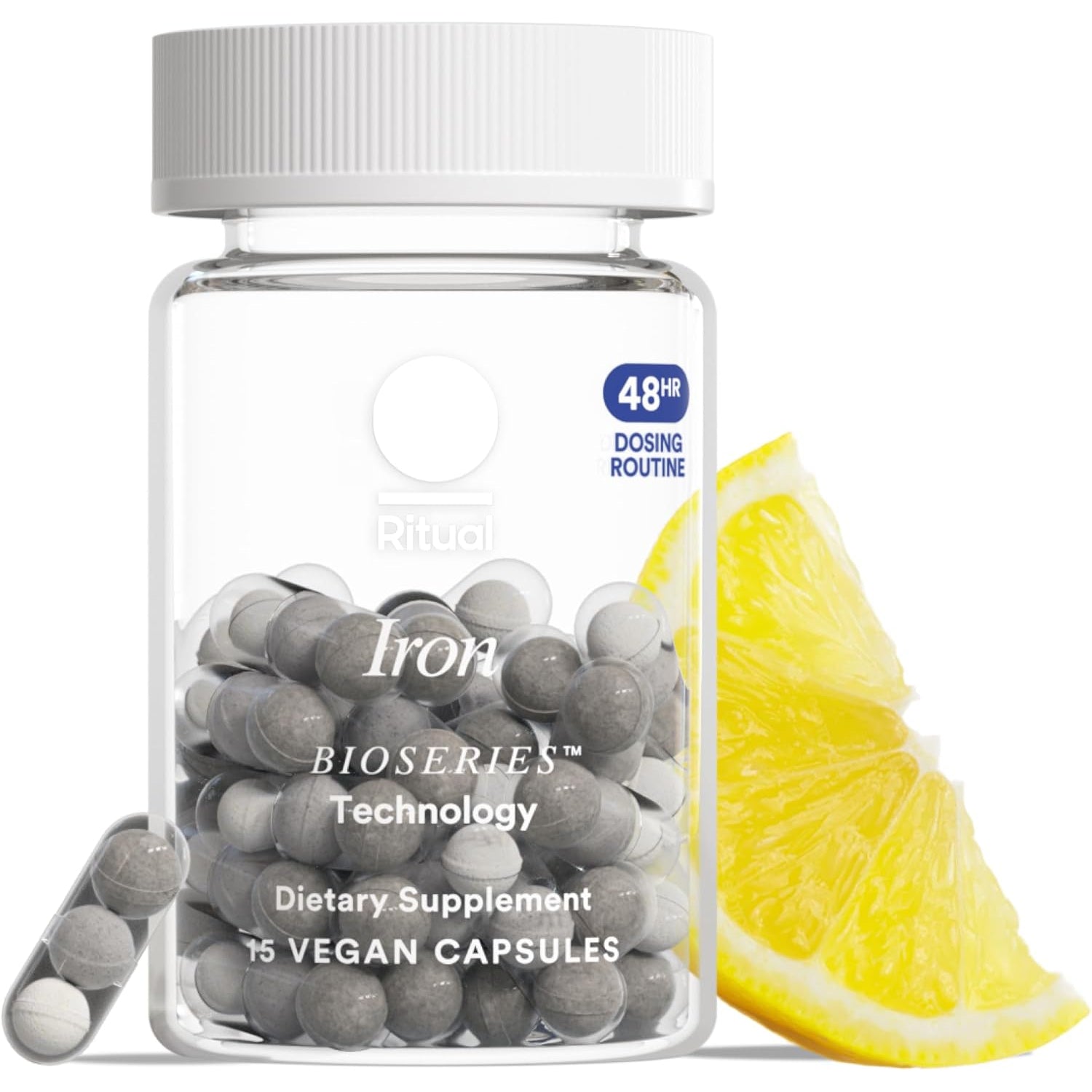 Ritual Iron Bisglycinate Supplement – Gentle Iron for Women | Healthy Iron Levels & Energy Support | Vitamin A & C | 48-Hour Dosing | Vegan | Citrus | 15 Capsules