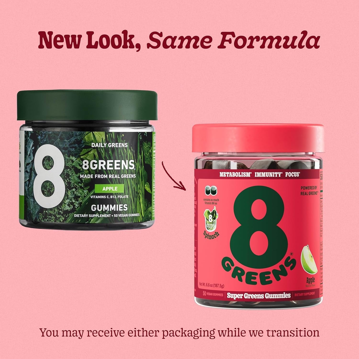 8Greens Supergreens Gummies - Apple Flavor, 50 Gummies