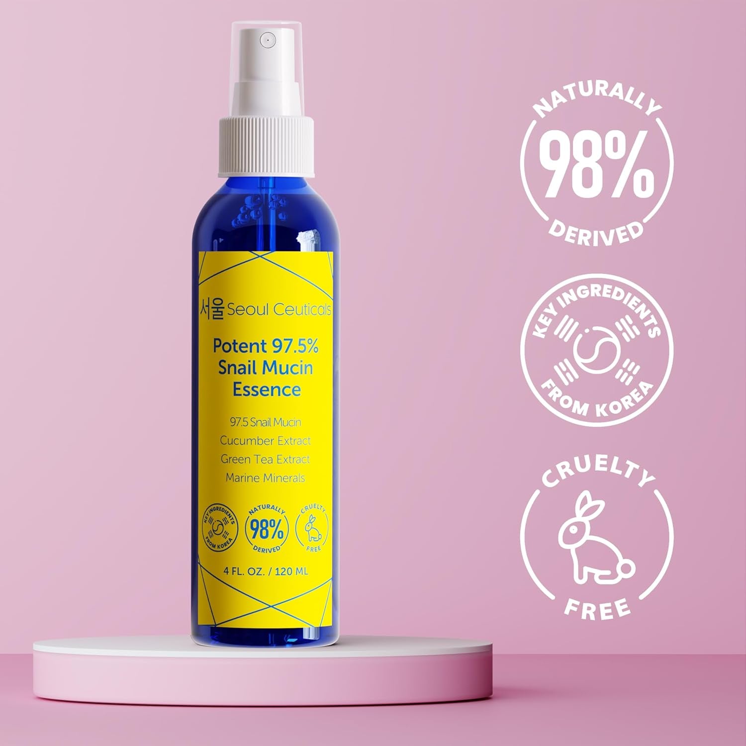 SeoulCeuticals Snail Mucin 97.5% Essence Face Mist – Cucumber, Marine Minerals, Green Tea & Aloe Vera Hydrating Spray | 120ml | K-Beauty