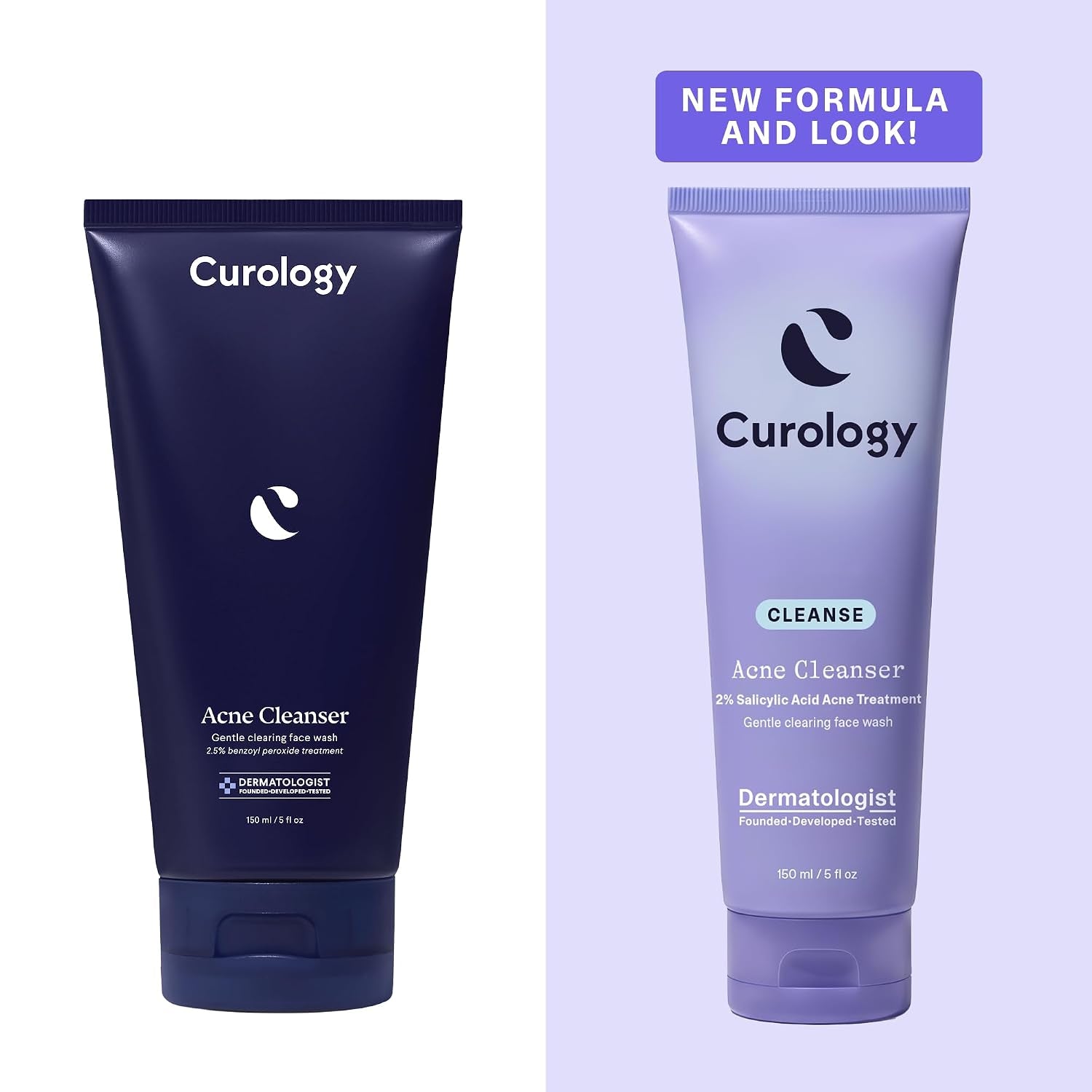 Curology 2% Salicylic Acid Face Wash for Acne Prone Skin, Cleanser with Lactic Acid, Niacinamide and Glycerin, Fragrance Free Daily Facial Cleanser, 150Ml
