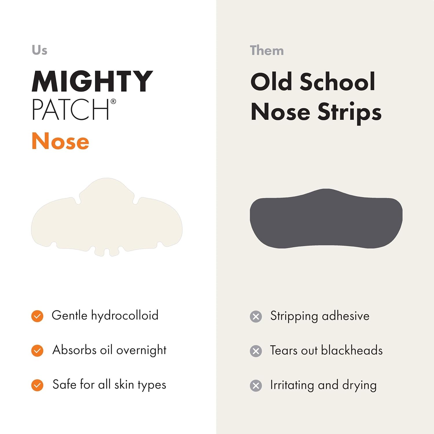 Mighty Patch Nose Pimple Patches, Large Hydrocolloid Pore Strips, Dermatologist Approved, Overnight, Pimple Stickers from Hero Cosmetics, 10 Count
