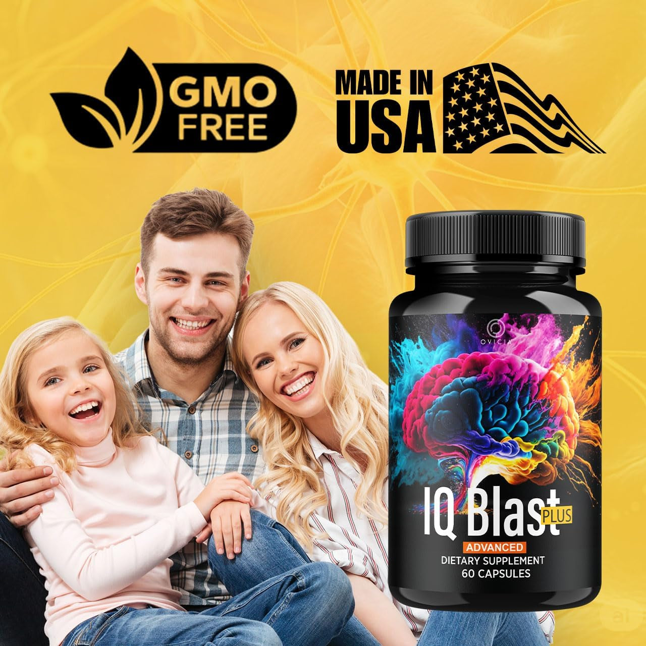 IQ Blast plus - Iqblast plus Capsules Support Advanced Formula Reviews, Iqblastplus Pills Natural Ingredients Memory Support Daily Vitamins for Health and Wellness, 60 Capsules for 1 Month