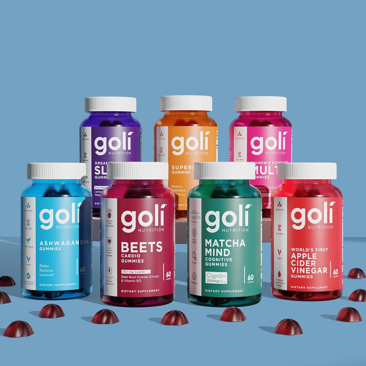 Goli Matcha Mind Cognitive Gummies with Cognizin Citicoline - 250Mg Citicoline plus Matcha Powder - Brain Health and Focus Support - Vegan, Non-Gmo, Gluten-Free