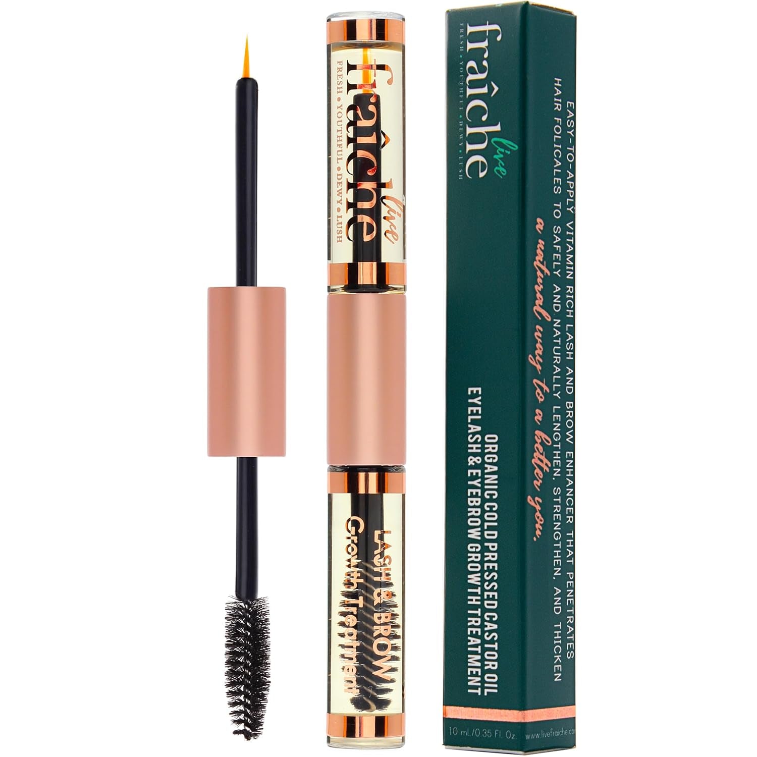 Live Fraiche Organic Cold Pressed Castor Oil Eyelash & Eyebrow Growth Treatment – 10ml | 100% Natural Growth Serum