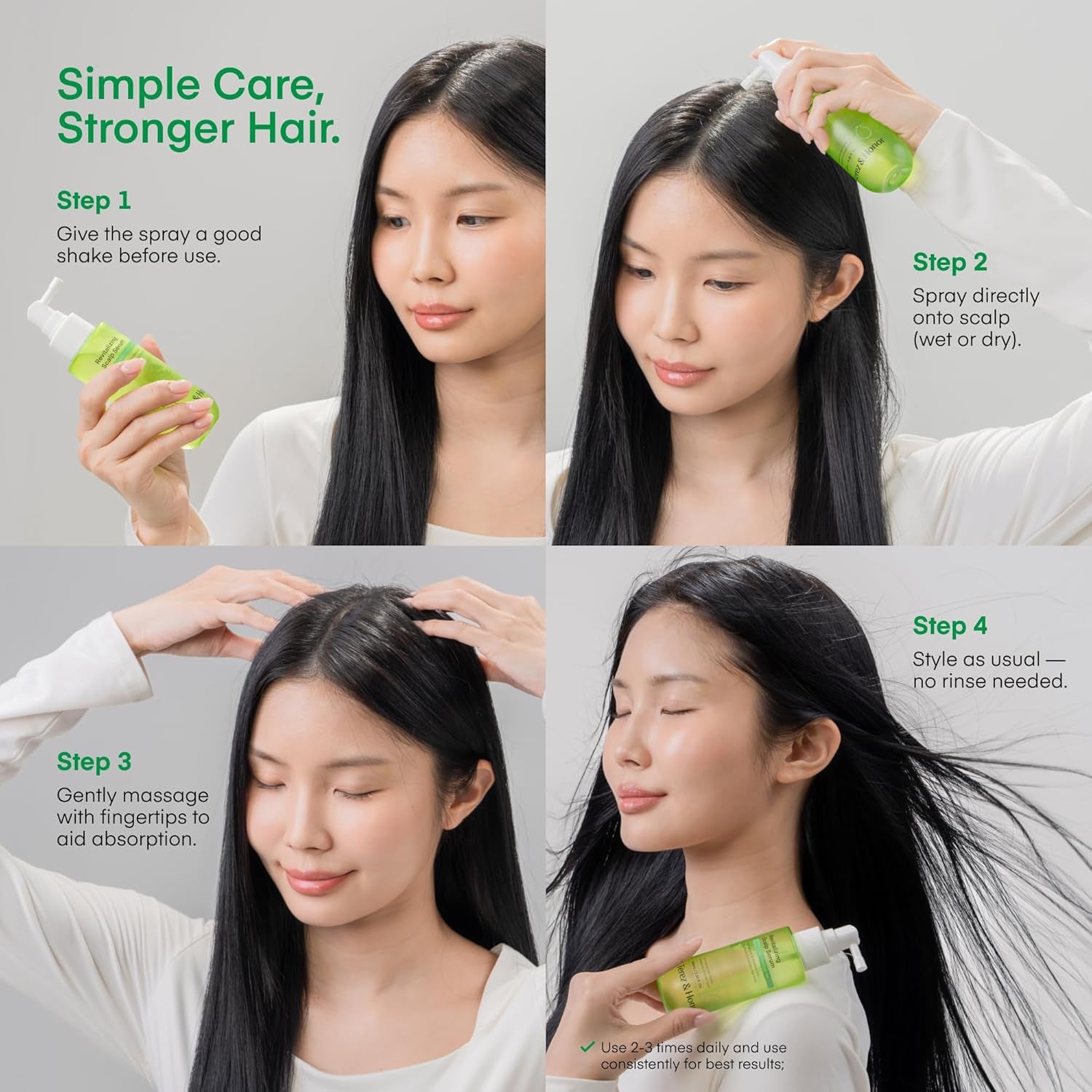 Terez & Honor Korean Hair Growth Scalp Serum – Lightweight Spray for Hair Loss, Thinning & Itchy Scalp | Vegan | 100ml
