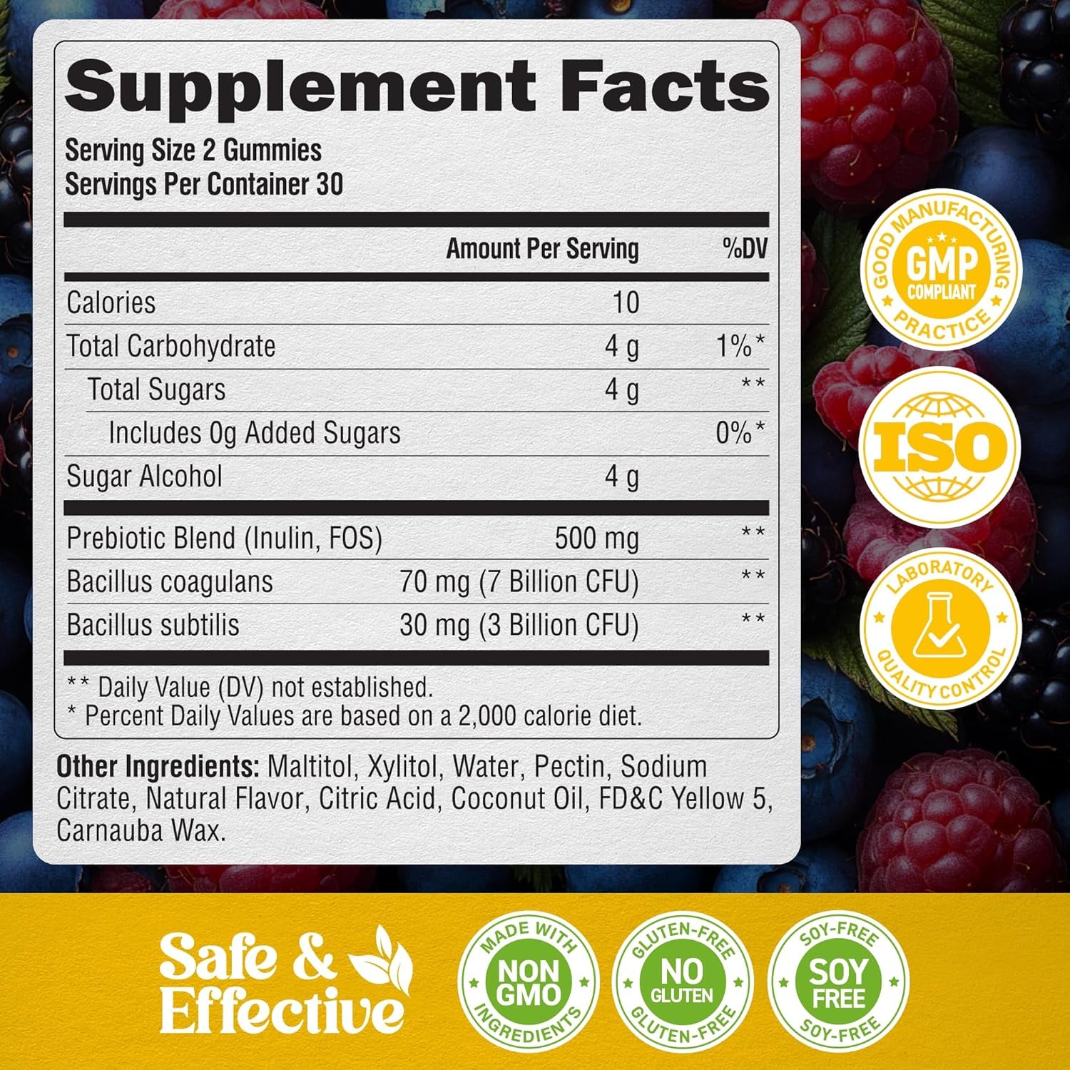 NUTRAHARMONY Probiotic Gummies — 60 Count | 10 Billion CFU with Prebiotic Fibre | Gut Health & Digestive Balance Support