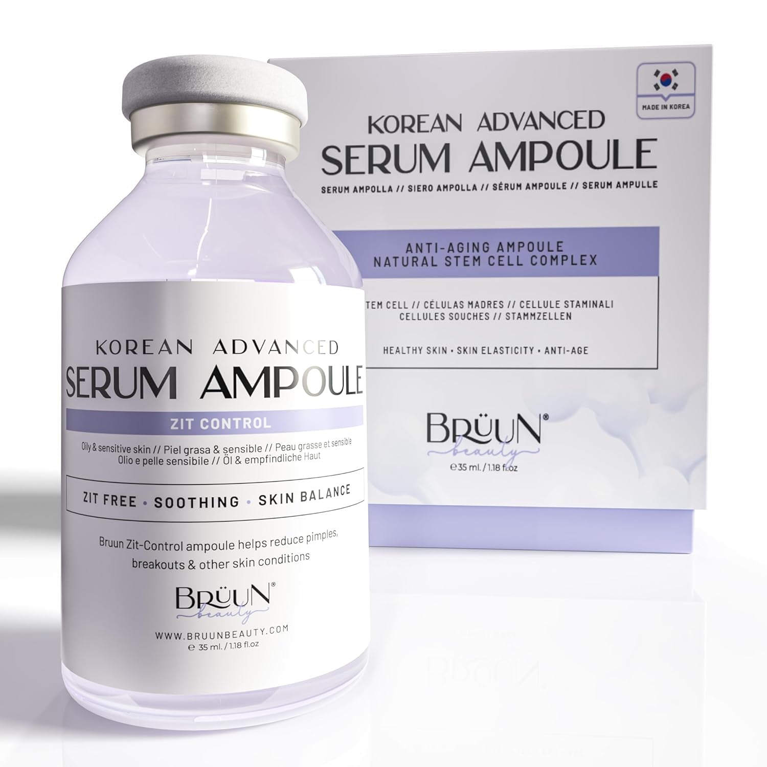BRÜUN AC-Control Clear & Pure Vita Plus Ampoule – 35ml | Micro-Needling Korean Booster Serum for Face & Body | Use With or Without Derma Pen