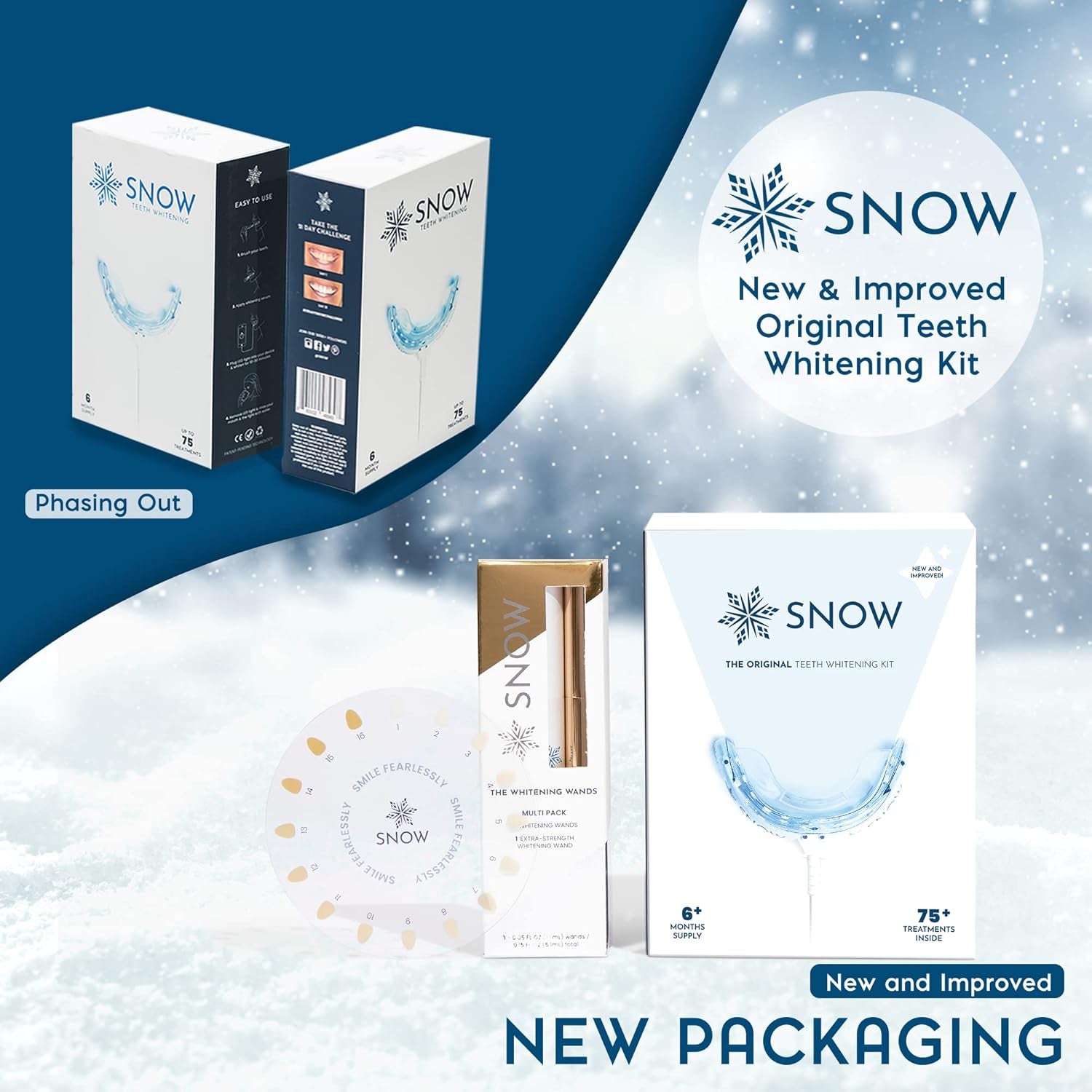 SNOW Diamond Wired Teeth Whitening Kit – Sensitive Teeth Formula | Whitens & Repairs | Enamel Safe | 6 Month Supply | Blue LED Technology