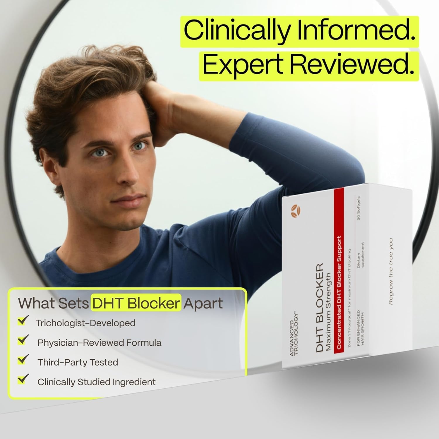 Advanced Trichology DHT Blocker Maximum Strength | Hair Growth Supplement with Saw Palmetto & Pumpkin Seed Oil for Women & Men | Trichologist-Developed | 30 Day Supply