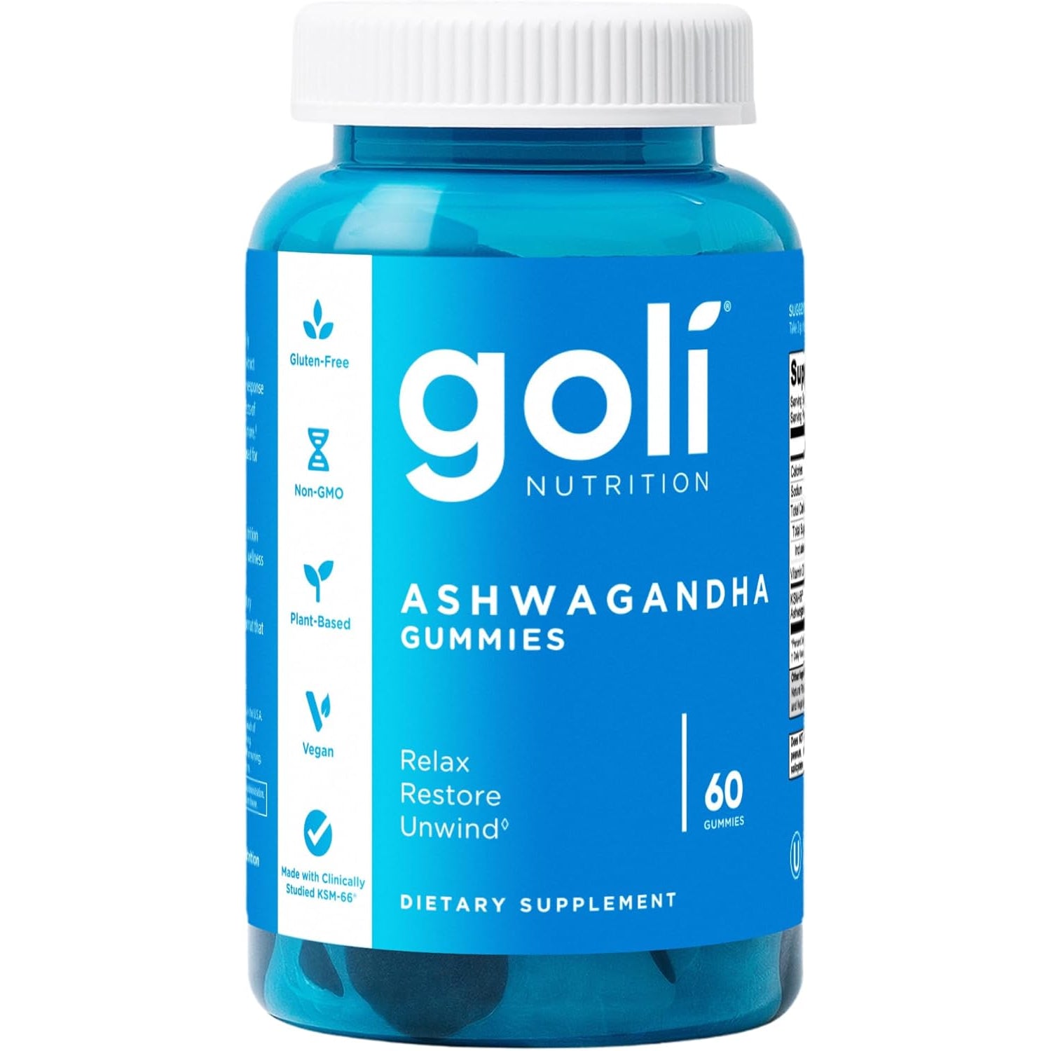 Goli Ashwagandha & Vitamin D Gummy - 60 Count - Mixed Berry, KSM-66, Vegan, Plant Based, Non-Gmo, Gluten-Free & Gelatin Free Relax. Restore. Unwind, Pack of 1