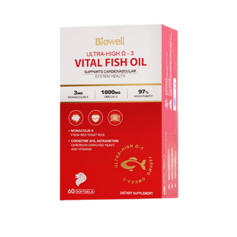 BIOWELL Ultra-High O-3 Vital Fish Oil with CoQ10 – 60 Capsules