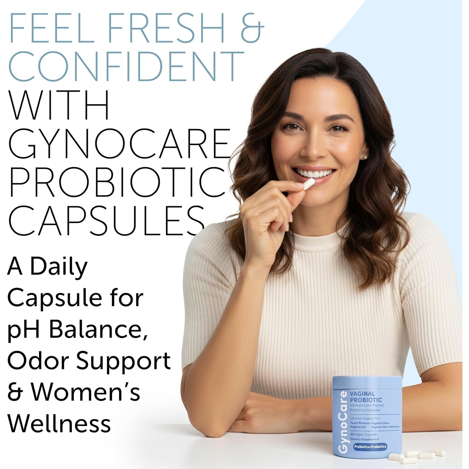 Terramed Just Think Comfort Vaginal Probiotics – Prebiotics for pH Balance, Odour Control & Feminine Health | 60 Capsules
