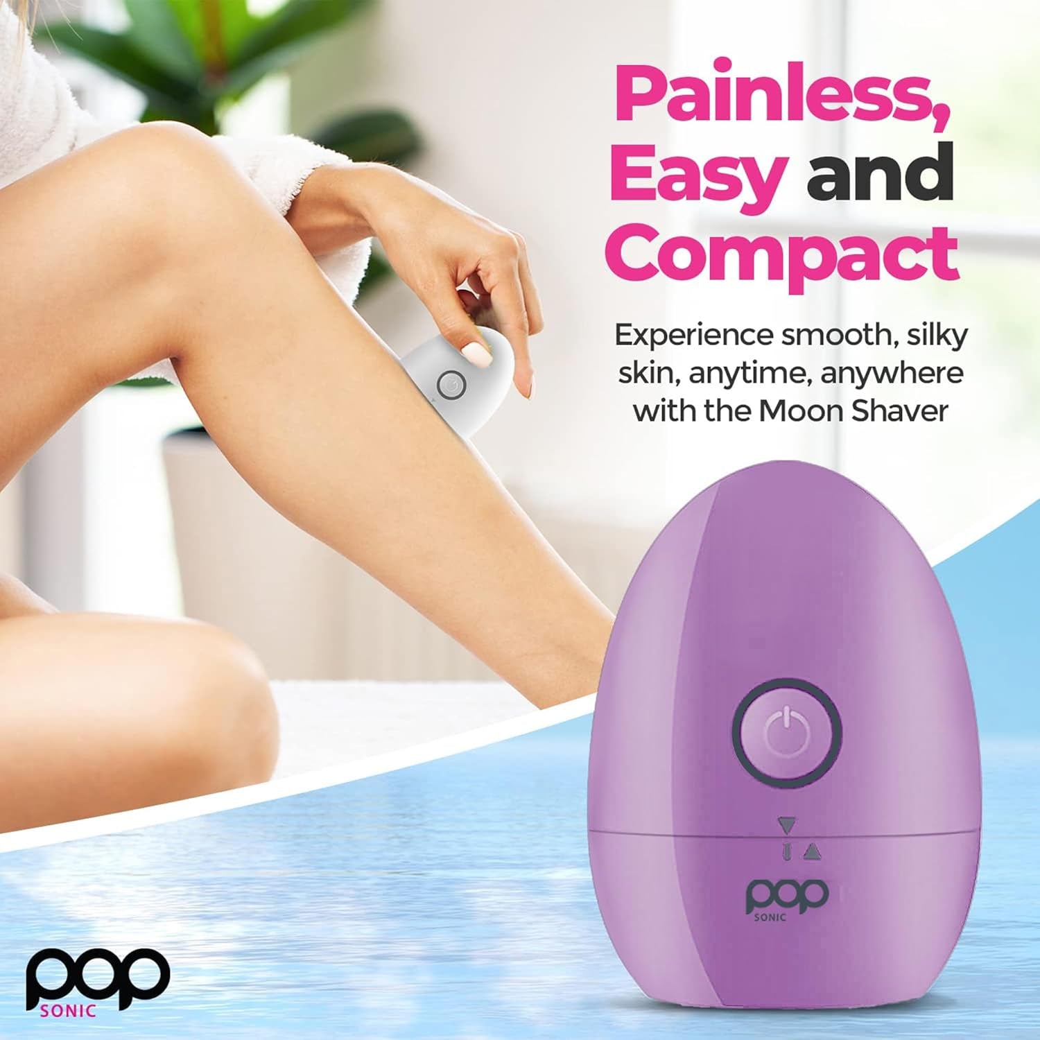 Pop Sonic Moon Shaver (Lavender) | Ergonomic 3-Head Rotary Shaver for Silky Smooth Skin